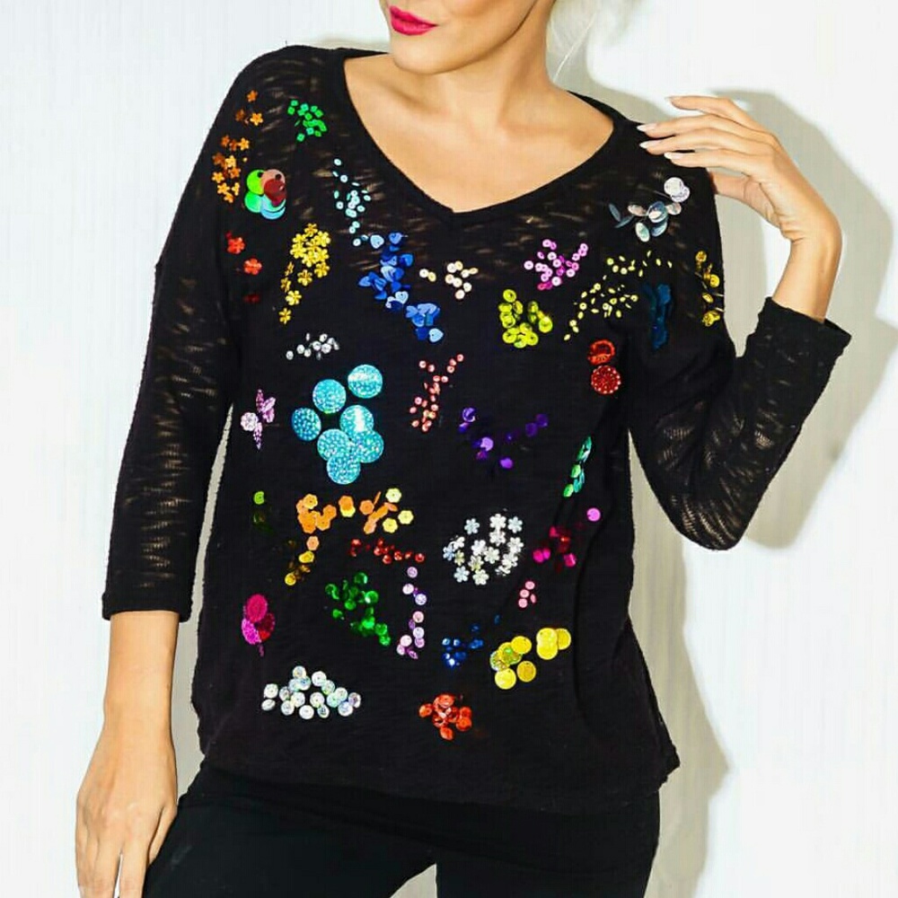 Rainbow sequin top